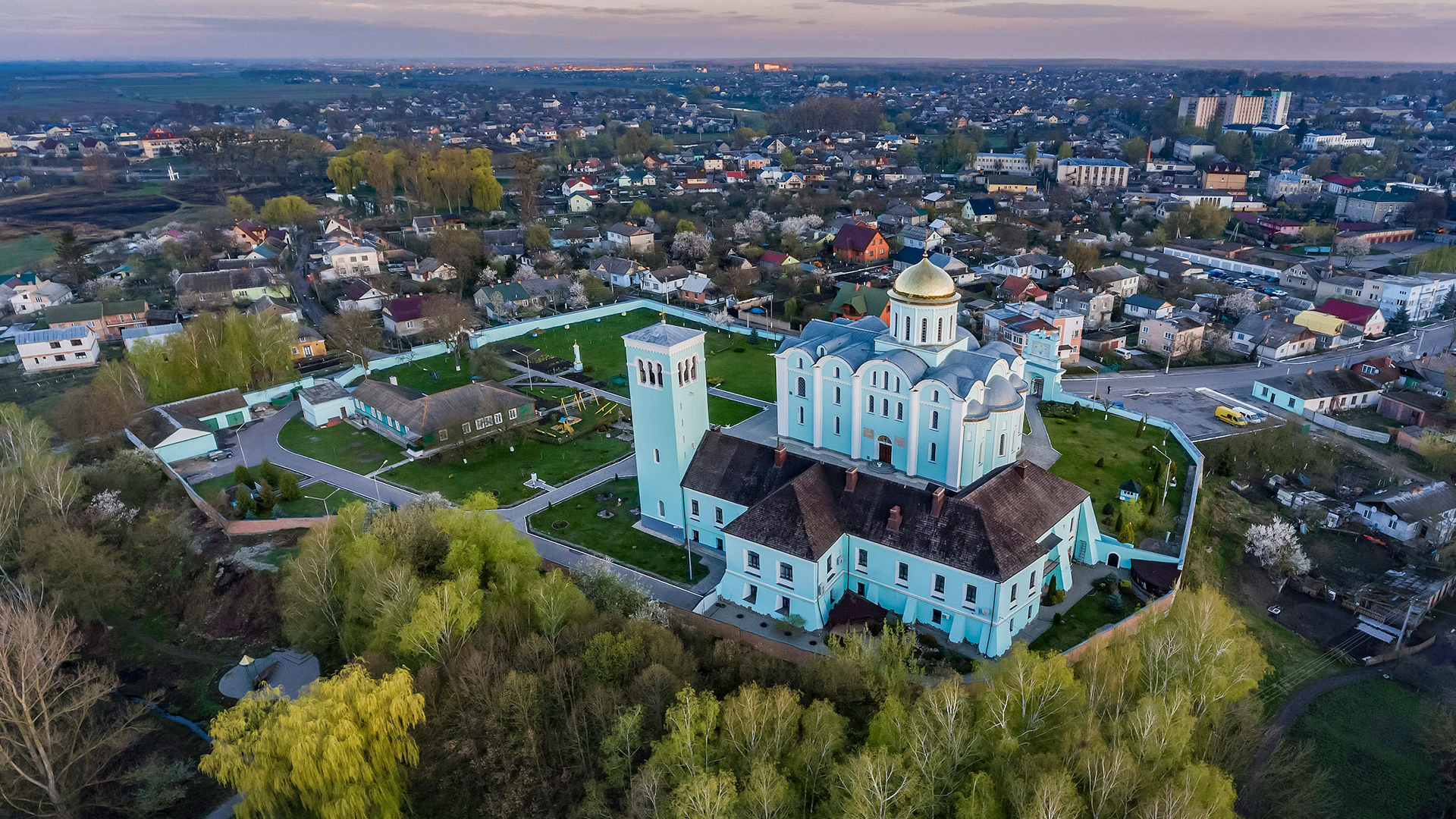 Volodymyr city photo from a drone