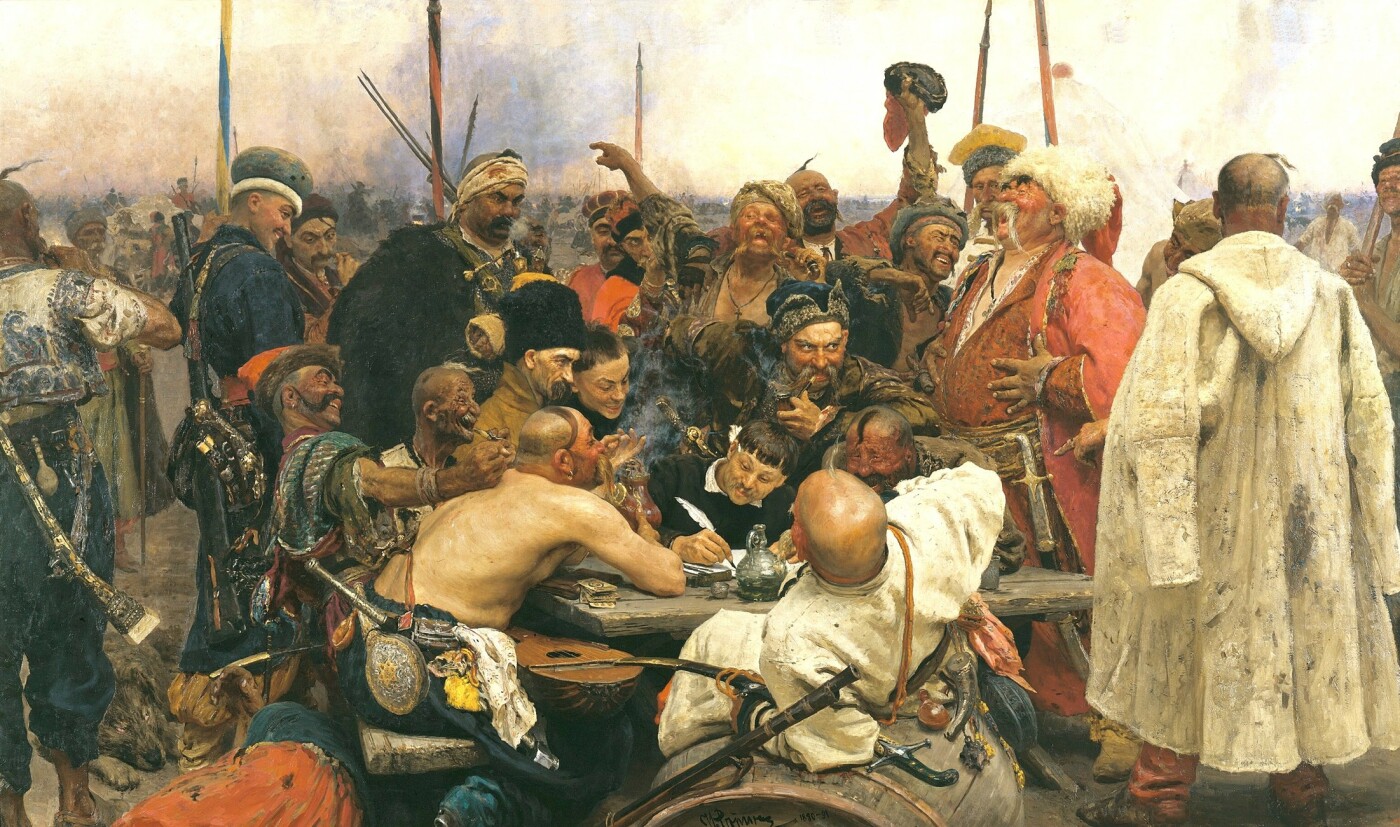 Historical depiction of a Cossack council electing a kosh chieftain