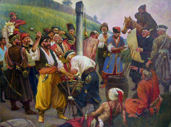 Depiction of the expulsion of a Cossack from the Sich